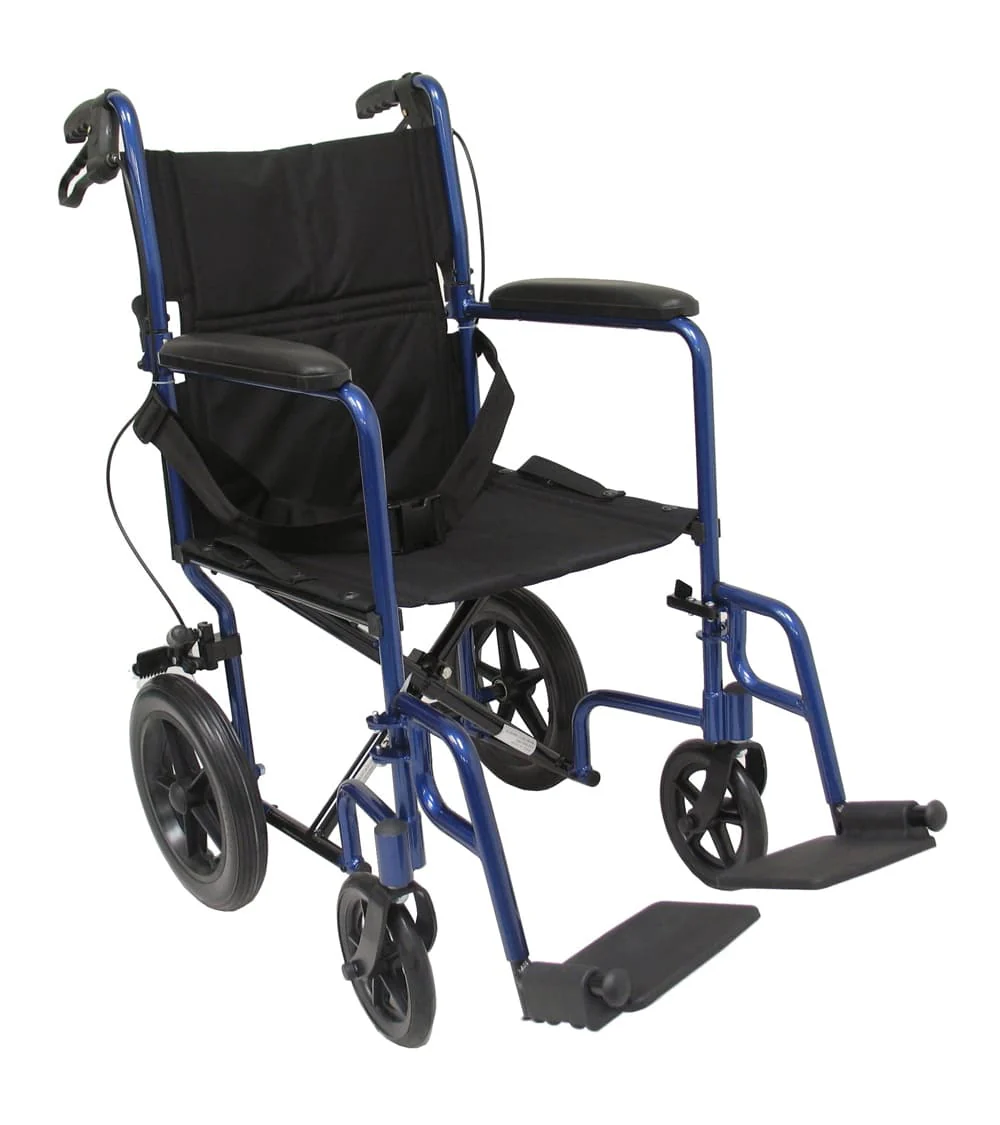 Karman LT-1000HB Lightweight 23lb. Transport Wheelchair Hand Brakes & Foldable Frame