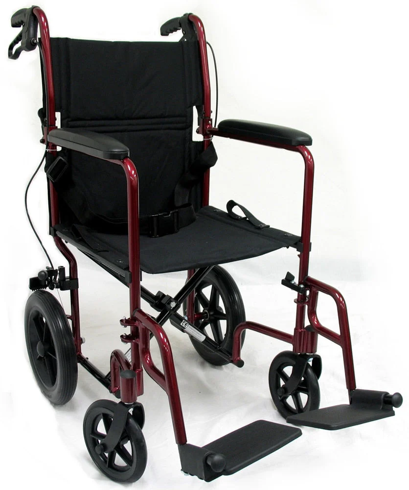 Karman LT-1000HB Lightweight 23lb. Transport Wheelchair Hand Brakes & Foldable Frame - Image 2
