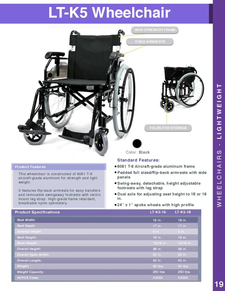 Karman LT-K5 18" seat 28 lbs Adjustable Ultra Lightweight Wheelchair - Image 6