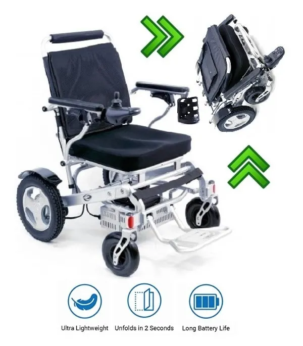 Karman Tranzit Go Electric Wheelchair: Lightweight, Foldable, Brushed Silver or Black - Image 2