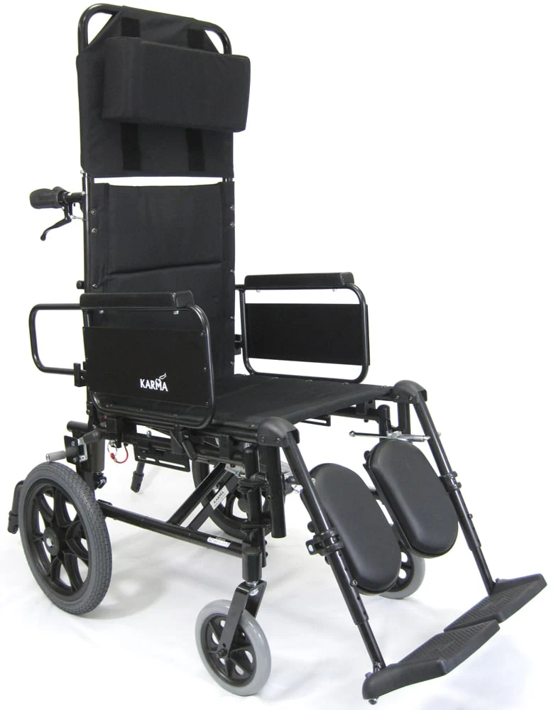 KM5000 18" seat Lightweight Reclining Transport Wheelchair with Removable Desk Armrest