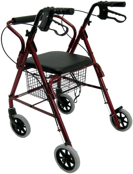R-4100 Low Seat Rollator Loop Brakes, Padded Seat & Basket