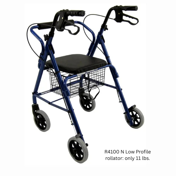 R-4100 Low Seat Rollator Loop Brakes, Padded Seat & Basket - Image 8