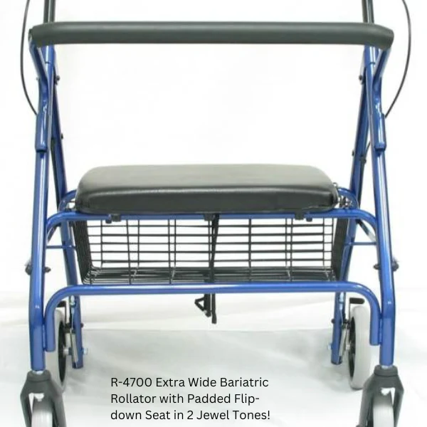 R-4700 Extra Wide Bariatric Rollator with Padded Flip-down Seat in 2 Jewel Tones! - Image 10