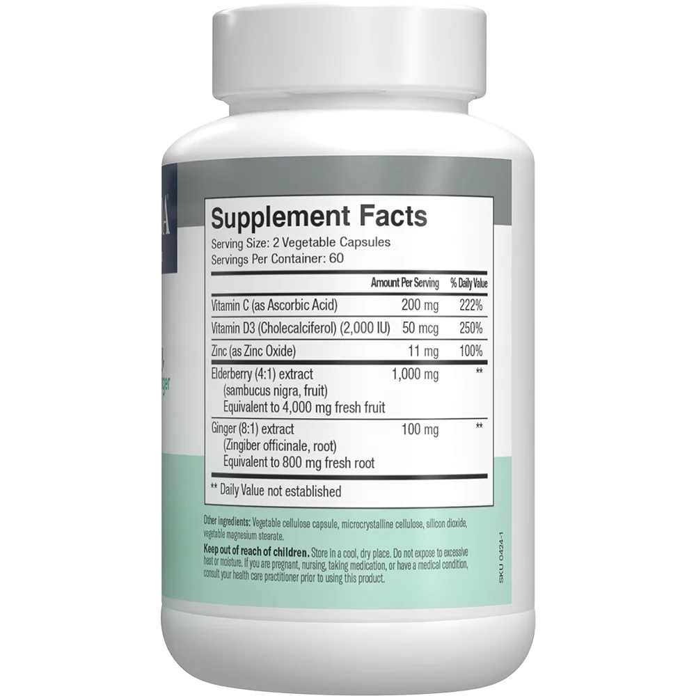 Sambucus Elderberry with Vitamin C, D3, Zinc & Ginger 120 Capsules - Image 2