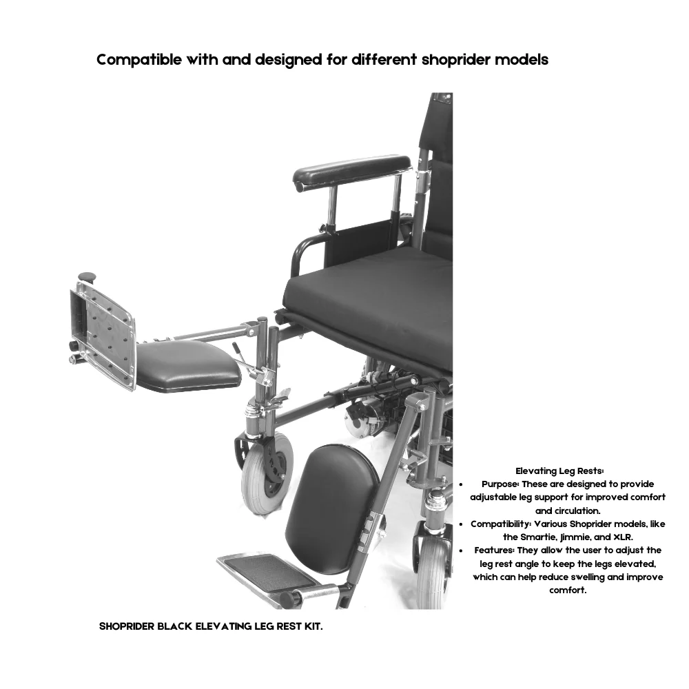Shoprider Elevating Leg Rests in Black ELR in Black - Image 3