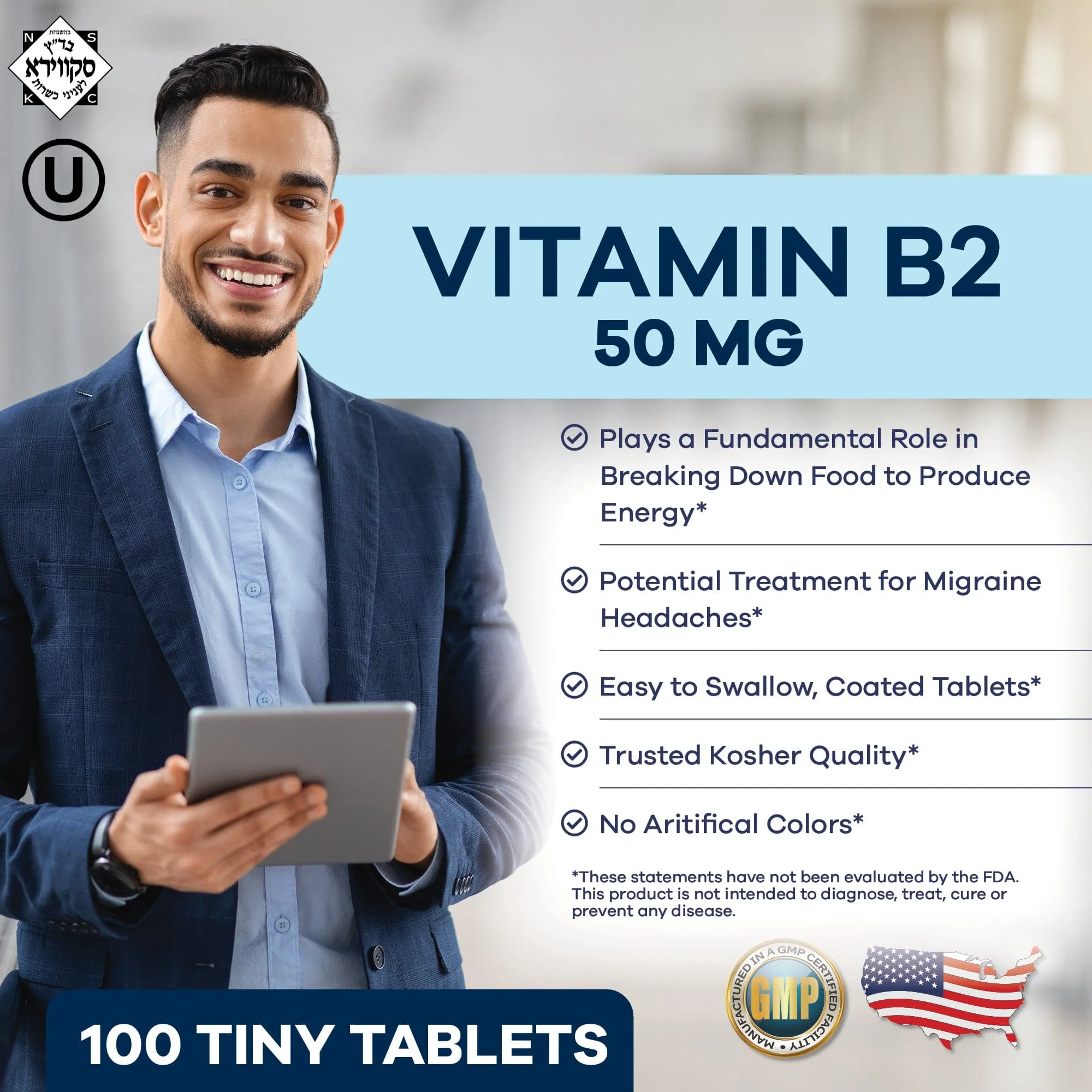 Vitamin B2 (Riboflavin) 50 mg - 100 Tablets - Image 5